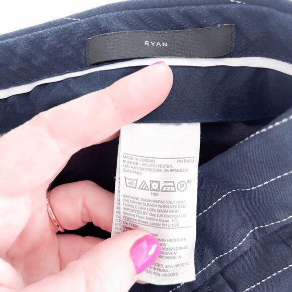 Banana Republic Womens Classic Ryan Tailored Pants Stripes Navy Blue Sz 12 - Picture 5 of 9